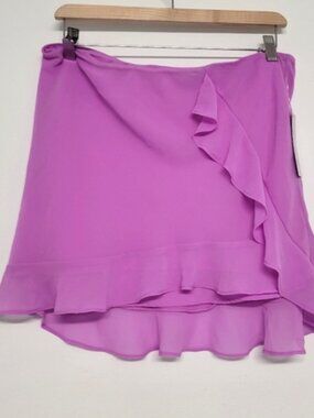 Pink Wrap Mini Skirt Asymmetrical Ruffled